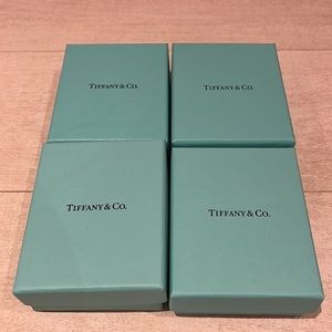 6 Tiffany & Co. small blue empty jewelry boxes with pouch and ribbon